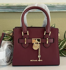 MICHAEL KORS HAMILTON XS MINI CROSSBODY SATCHEL MK KEY LOCK BAG CHERRY LEATHER
