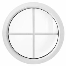 Fenêtre ronde fixe PVC Blanc avec croisillons incorporés à petits carreaux