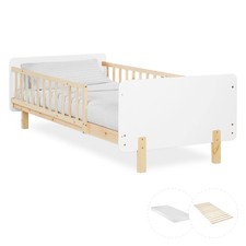 Cadre de lit bois 90x200 matelas enfant bebe blanc sommier à lattes Homestyle4u