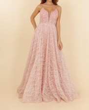 Robe de soirée ROSE CLAIR pailleté cérémonie Cocktail Mariage Taille S 36 NEUF 