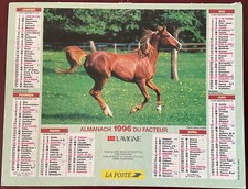 calendrier La Poste 1996 jument et poulain à Pompadour - demi-sang arabe