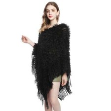 Femme Fausse Fourrure Manteau Cape Moelleux Châle Pull Gland Poncho Drapé Chaud