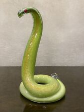 Rare Vintage Soviet Union Big Hand Blown Art Glass Figurine Snake COBRA , 1970's