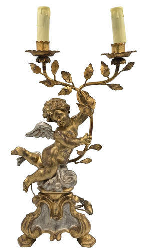 Lampe ancienne baroque ange