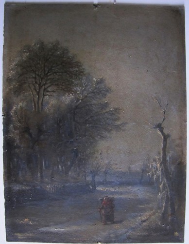 Huile sur carton paysage - huile,