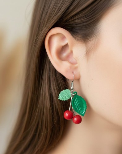 Boucles oreilles cerises - d'oreilles,