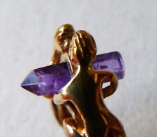 GOLD Plated Amethyst Crystal Character Ring Couple Ring