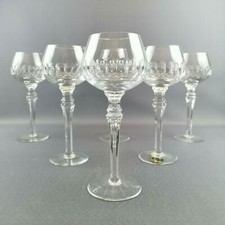 6 verres à vin, cristal au plomb, romain, verrerie de Lausitz, taillés