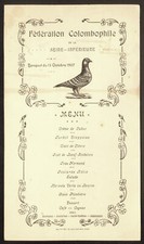 Menu. Colombophile Federation of the Lower Seine. Rouen. 1907