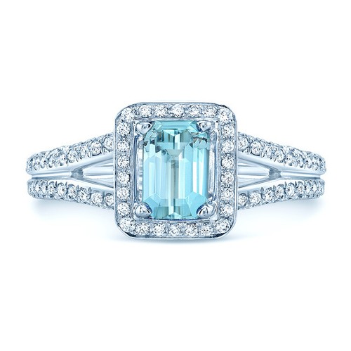 Aigue marine bague diamant 18k - aigue-marine,