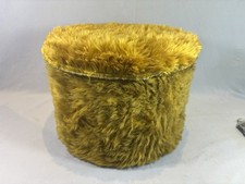 VINTAGE POUF yellow MOUMOUTE FUR STORAGE TRAY YEAR 70 / H32cm