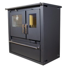 Cuisinière à bois avec dessus en métal, four Verso CS PLUS Inox Gauche  - 7.7 KW