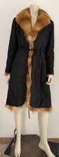 Manteau veste bouffante Ermanno Scervino noir bordure fourrure renard hiver...