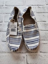 Women's size 7.5 Sanuk Washable Twinny ST Linen Slip-on shoe in Nat/indigo-NWT