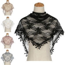 Lace Flower Tassel Muslim Women Hijab Triangle Neck Cover Scarf Head Wrap Shawls