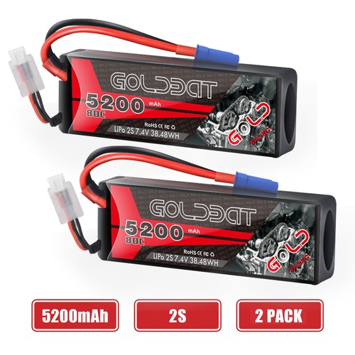 2pcs 5200mah 80c ec5 - 2pcs, 7.4v