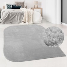 Moquette uni design douce | coins arrondis | lavable & antidérapant | gris