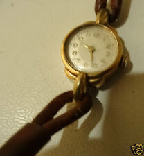@OLD WOMEN'S WATCH GOLD PLATE CASE WITH GOLD NECK ""RIB"