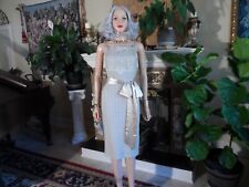 St. John Couture Beige Lurex Tweed Knit Cocktail Dress w/Satin Sach Size 2