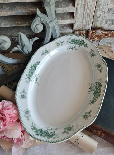 Ancien plat ovale terre - plat, de