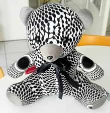 Peluche africaine faite main ours didi DOUDAS tissu, Noire Et Blanche