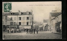 Old postcard Cachan, Place Gambetta, Rue des deux Parcs 1909 