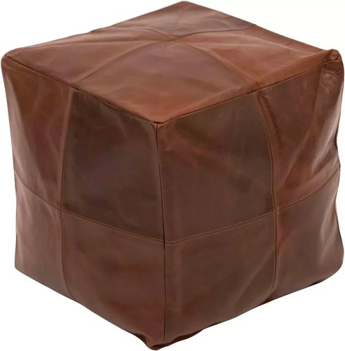Square leather pouf moroccan - square,