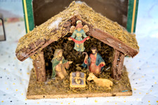 Crèche de Noël avec santons, 20 x 14 cm