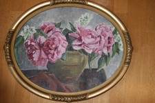 Peinture ovale bouquet de