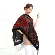 Hot USA Peacock Women Scarf Shawl Burnout Winter Scarves Poncho Gift For Lovers