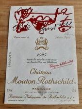 wine label Mouton Rothschild 1995 wine label specimen 75cl Antoni Tapiès