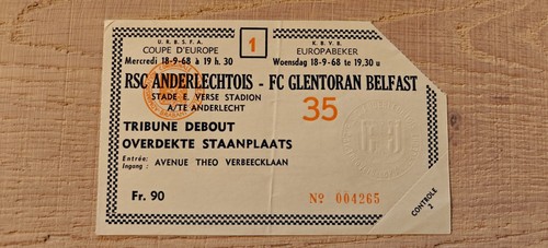 Ticket 1968 rsc - anderlecht, vs