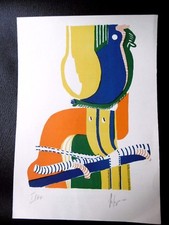 BEYER Gert Litho originale signé Original Etching Handsigned Allemagne Oiseau