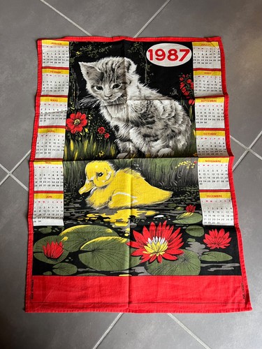 Torchon calendrier ancien - torchon,