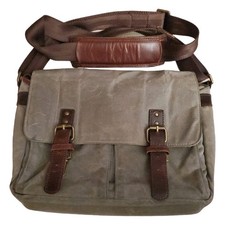 ONA Prince Street Messenger Crossbody Camera Laptop Bag Canvas Brown Leather 