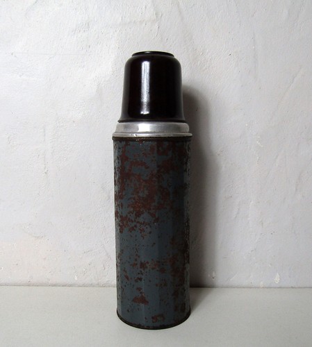 Ancien thermos métal verre - ancien,