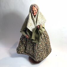 Antique Santon Provencal signed SIMONE JOUGLAS elderly woman 30 cm terracotta