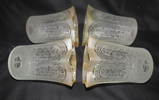 4 TULIPS FROSTED GLASS CHANDELIER LAMPS PARTIALLY DECORATED WITH FLORAL FRIEZES