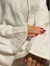 Custom-Made Moroccan White Kaftan,Elegant Handmade Caftan, Nikah Dress Abaya