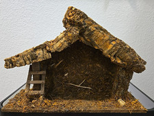 Vintage Wooden Rustic Creche Manger for Christmas Nativity Display Made in Italy