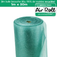 Rouleau de film bulle d'air RECYCLE largeur 1 m x longueur 50 mètres - GREEN