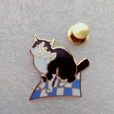 Pin's Lapel Pine Enamel Pins CAT GATO KAT CAT Blue Check Carpet EGF Signed