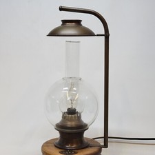 Antique 1893 Electric Marine Oil Lamp Wood and Brass