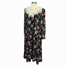 Lanz Originals VTG 12 Floral Lace Dress Prairiecore Cottagecore Country Romance