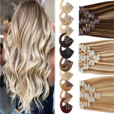 CLEARANCE Clip In Human Hair Extensions Full Head 100% Real Remy Hair Balayage F