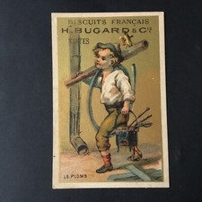 Chromo Antique Gold Plumber Biscuits Bugard Nantes Gilded Scrap