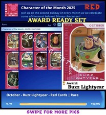 Topps Disney Collect BUZZ LIGHTYEAR CHARACTER THE MONTH COTM October Red Set 9/9