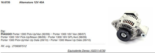 Alternateur 12v 45a - 12v, piaggio