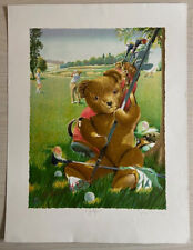 Daniel Authouart Color Lithograph Trial Print "Golfer"