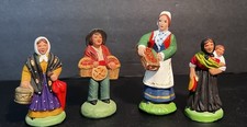 LOT OF 4 VTG SANTON ESCOFFIER TERRACOTA FIGURINES/HANDMADE FOLK ART MINIS